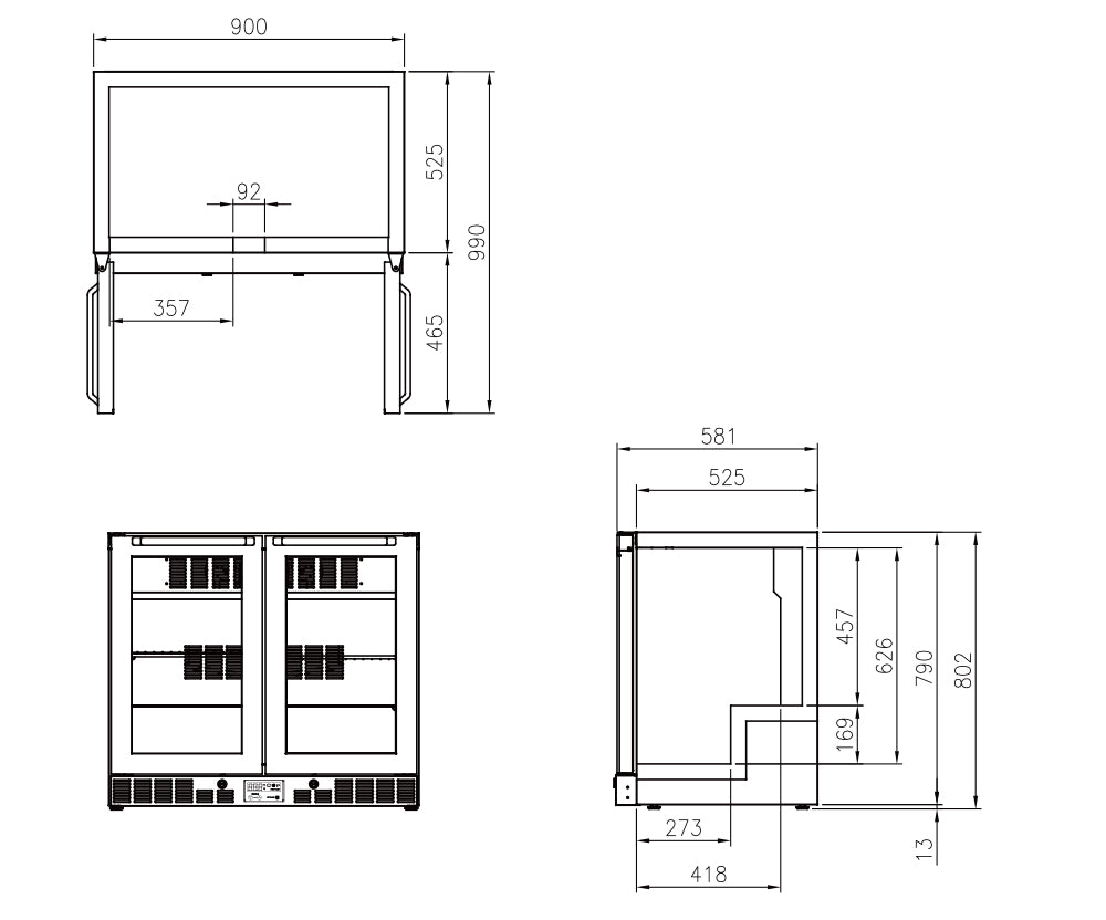 FSB-900R Fresh 2 doors back bar s/s 900