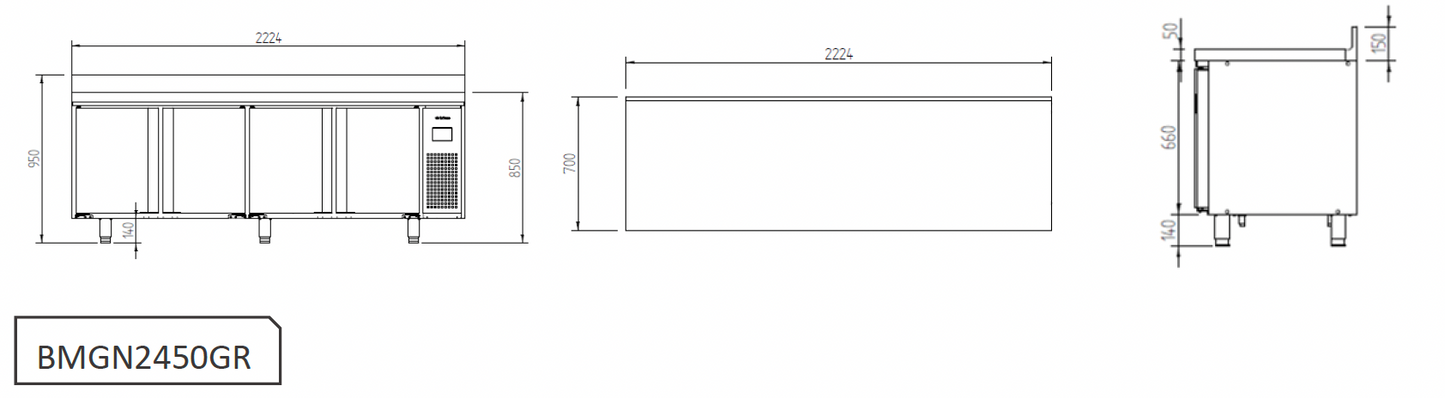 BMGN 2450 GRBT Austune Infrico remote 4 Doors bench freezer 7