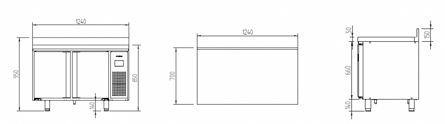 BMGN 1470 GR Austune Infrico remote 2 s/s doors bench fridge 7