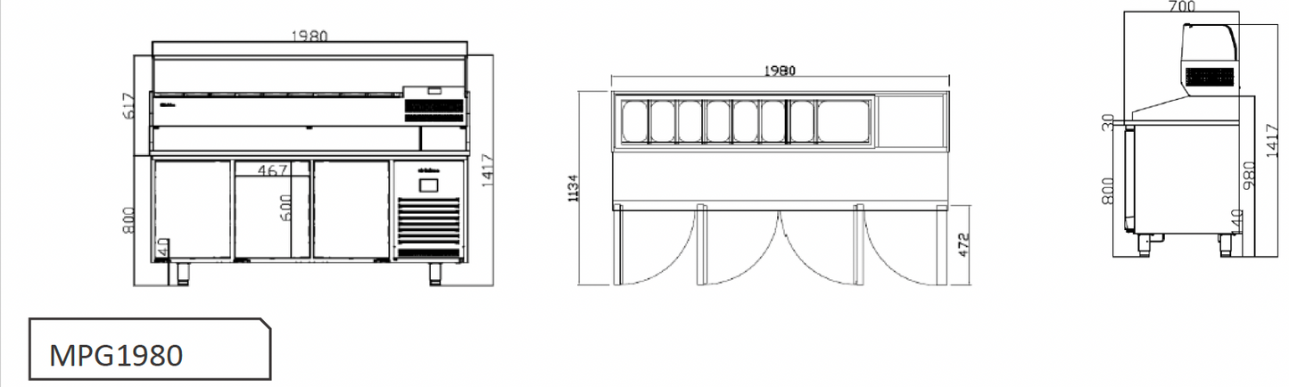 MPG 1980 Austune Pizza refrigerator Topping Unit 1980