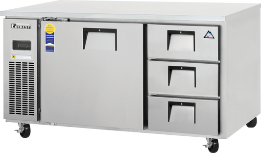 EUR150-13D Austune Everest 1 Door 3 Drawers Fridge 1506