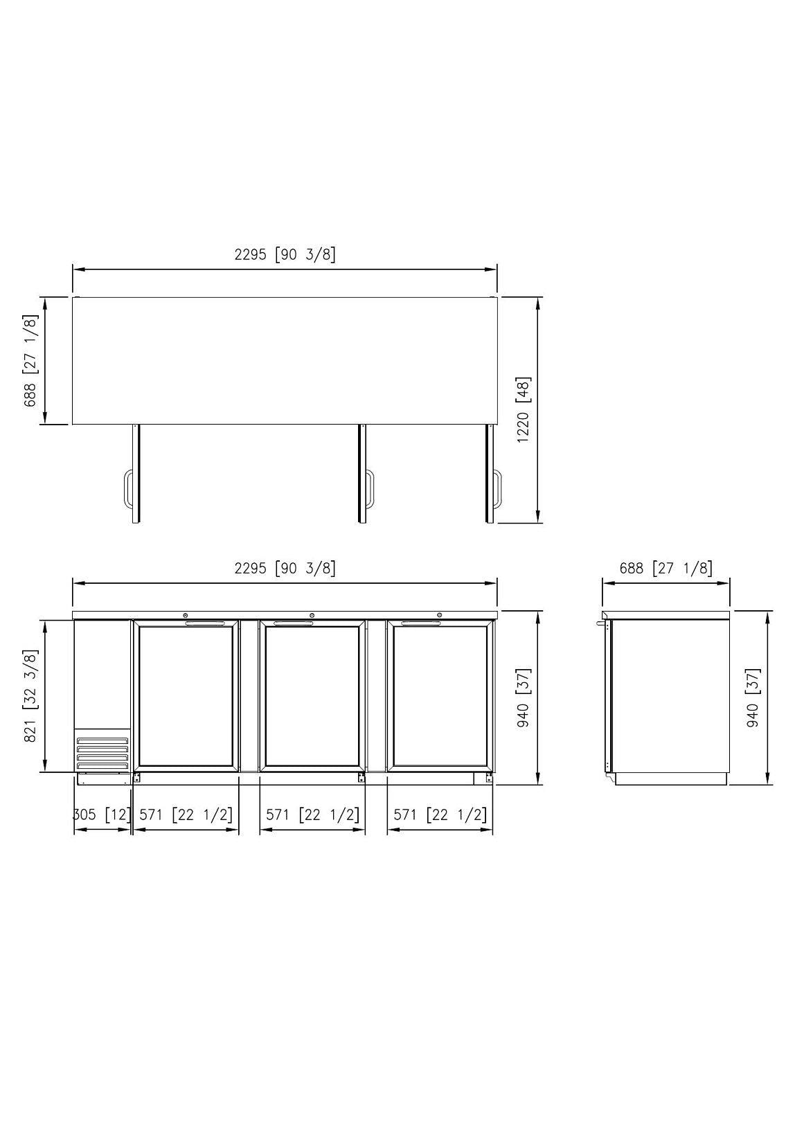 FBB-90BG Fresh FBB back bar 90BG 2295mm