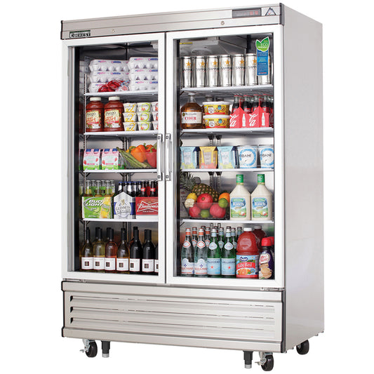 EBR137-2G Bottom Mount Reach-In 2 D Glass Fridge
