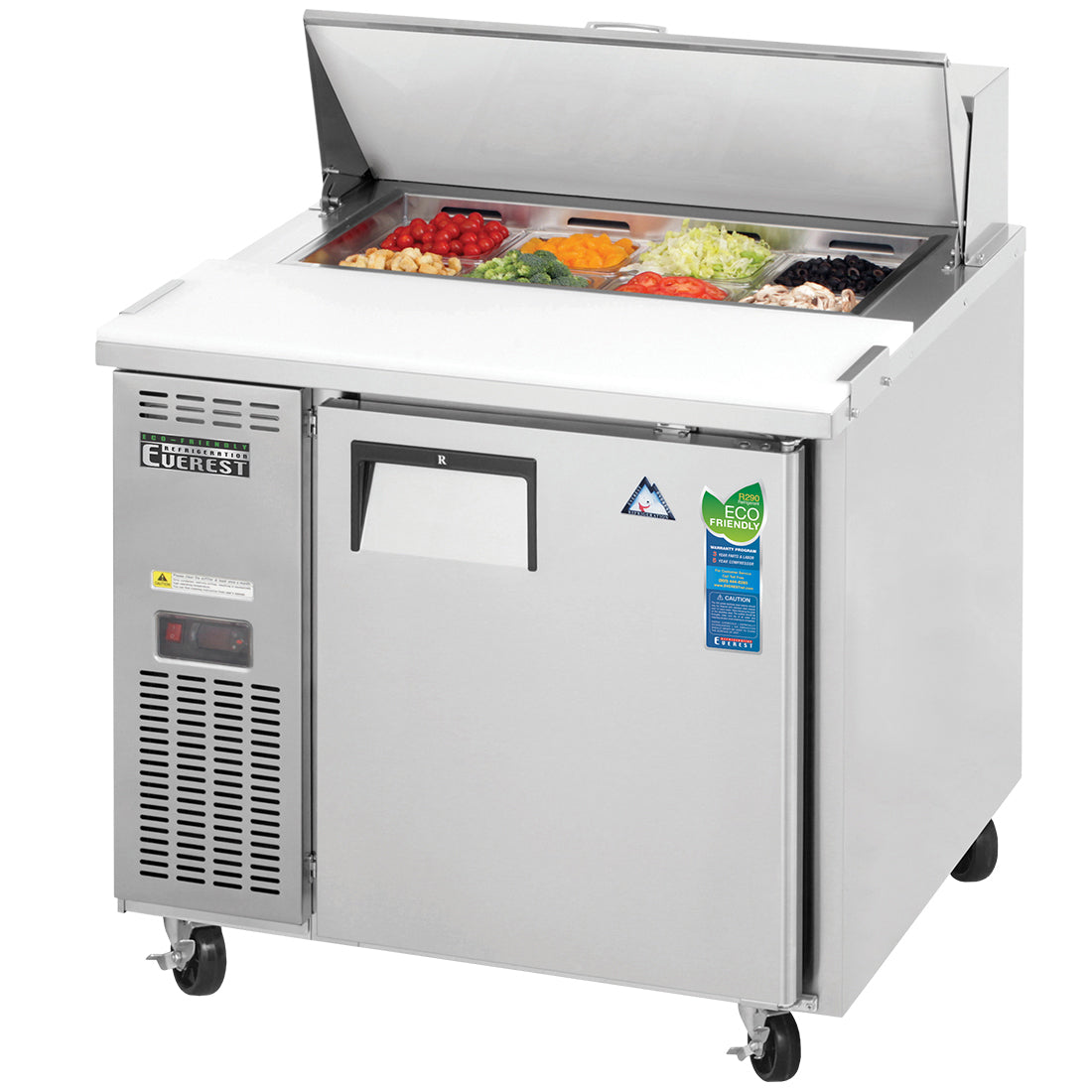 EHR90-1(700) Austune E Series 1 Door Salad Table-Hood 900